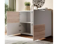 Aparador para Salón comedor en Blanco y Sonoma 90x34x68cm Zoel