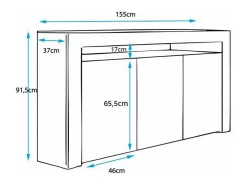 Aparador para Salón comedor en Blanco y Sonoma con LED 155x37x91,5cm Aker