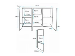 Aparador para Salón comedor en Negro y Blanco con LED 120x40x72cm Luke A2