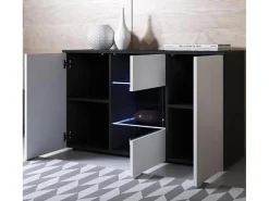 Aparador para Salón comedor en Negro y Blanco con LED 120x40x72cm Luke A2