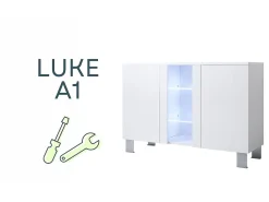 Aparador para Salón comedor en Negro y Blanco con LED 120x40x72cm Luke A1