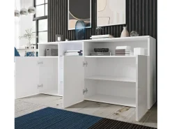 Aparador para Salón comedor en Blanco con LED 150x35x70cm Clark