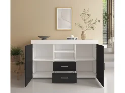 Aparador para Salón comedor en Blanco y Negro 140x40x80cm Roque