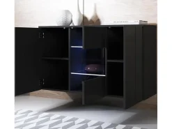 Aparador para Salón comedor en Negro con LED 120x40x70cm Luke A2