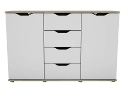 Aparador Parc 2 Puertas 4 Cajones Roble Sonoma Blanco Mate 120x78.7x38 cm