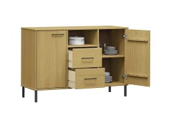 Aparador patas de metal OSLO madera maciza marrón 113x40x77 cm ES23828