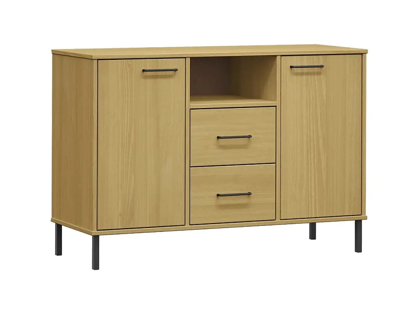 Aparador patas de metal OSLO madera maciza marrón 113x40x77 cm ES23828