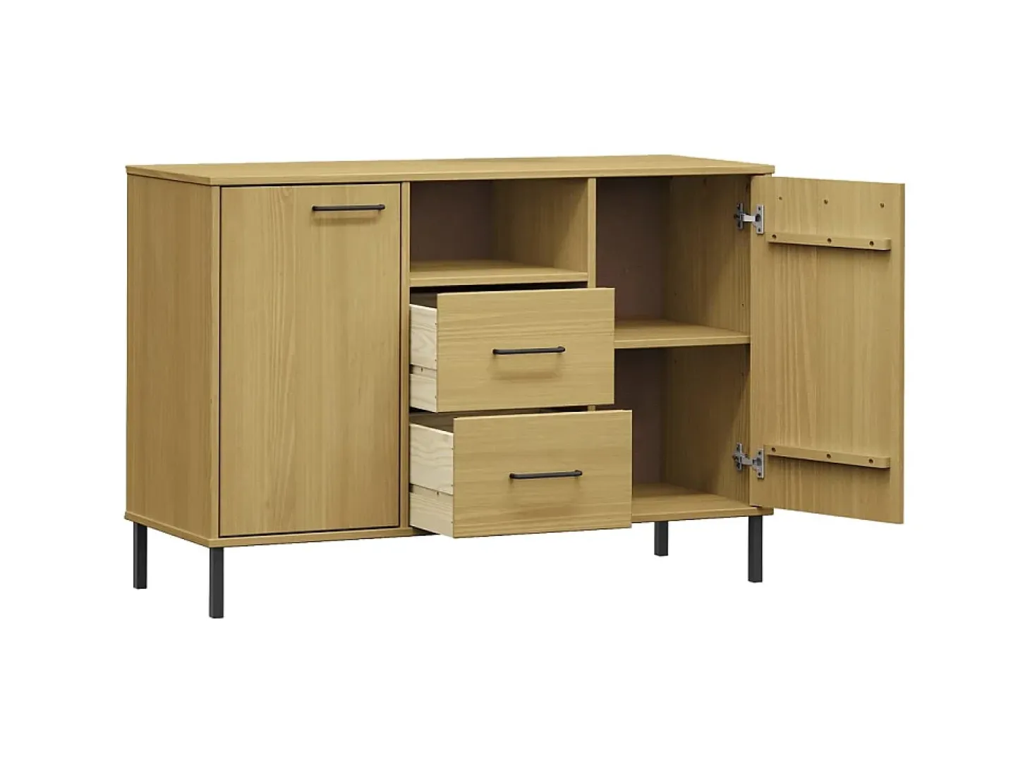 Aparador patas de metal OSLO madera maciza marrón 113x40x77 cm ES23828