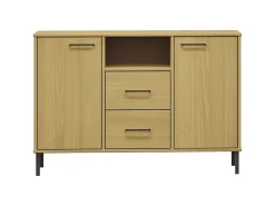 Aparador patas de metal OSLO madera maciza marrón 113x40x77 cm ES23828