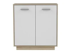 Aparador pequeño con unidad de almacenamiento de 2 puertas - Blanco y roble Sonoma - 82,9 x 34,2 x 88,1 cm