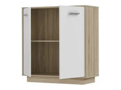 Aparador pequeño con unidad de almacenamiento de 2 puertas - Blanco y roble Sonoma - 82,9 x 34,2 x 88,1 cm