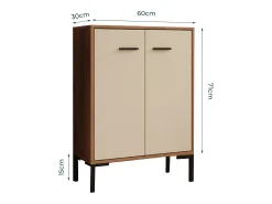 Aparador pequeño para Salón comedor en Nogal Ambar y Beige 60x30x84cm Lander L15