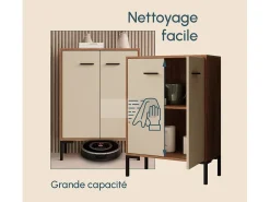 Aparador pequeño para Salón comedor en Nogal Ambar y Beige 60x30x84cm Lander L15