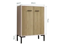 Aparador pequeño para Salón comedor en Blanco y Sonoma 60x30x84cm Lander L15