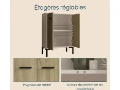 Aparador pequeño para Salón comedor en Blanco y Sonoma 60x30x84cm Lander L15