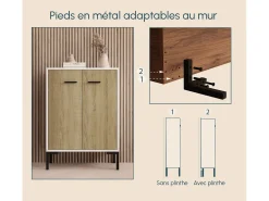 Aparador pequeño para Salón comedor en Blanco y Sonoma 60x30x84cm Lander L15