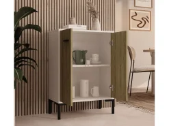 Aparador pequeño para Salón comedor en Blanco y Sonoma 60x30x84cm Lander L15