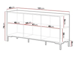 Aparador Polo negro y madera 3 puertas 150 cm