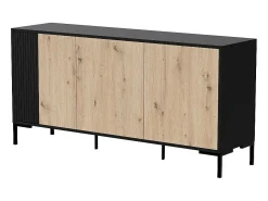 Aparador Polo negro y madera 3 puertas 150 cm