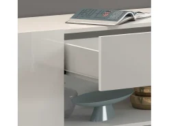 Aparador Potenza con 1 puerta, 1 puerta abatible y 1 cajón blanco brillo 140x40x81 cm