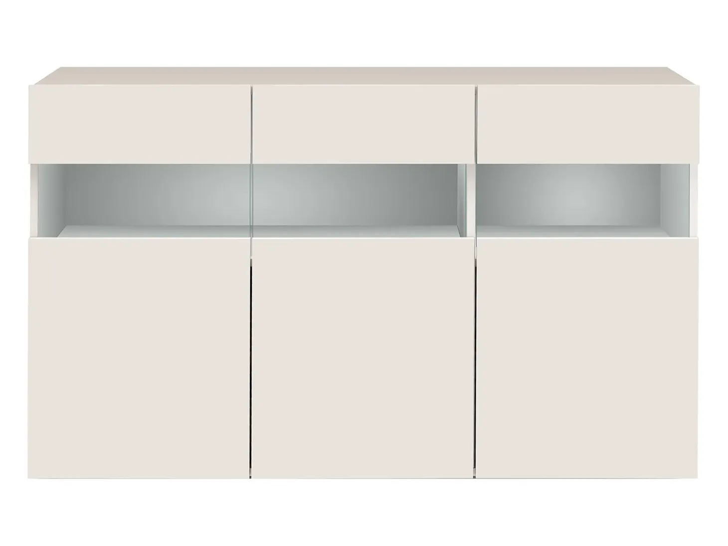 Aparador Potenza con 3 puertas blanco brillo 130x40x81 cm