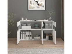 Aparador Potenza con 3 puertas blanco brillo 130x40x81 cm