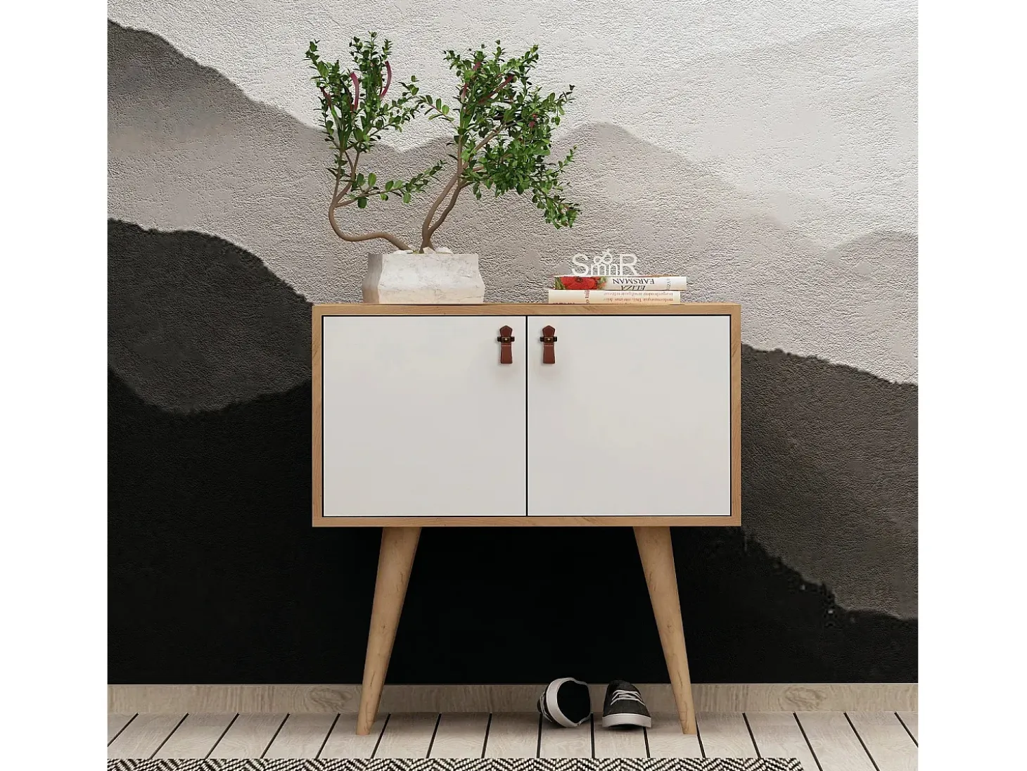 Aparador Rebecca color roble Blanco 80x40x80 cm