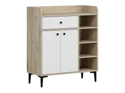 Aparador Reyna armario + cajón + 4 compartimentos natural/blanco 105x90x40 cm