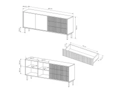 Aparador, roble Cremona, 187,1 x 79,8 x 39,5 cm