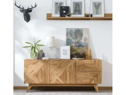 Aparador roble macizo miel 2 puertas 2 cajones Orion 165 cm