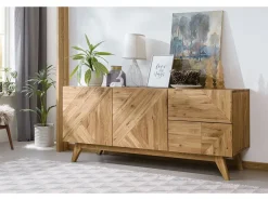 Aparador roble macizo miel 2 puertas 2 cajones Orion 165 cm