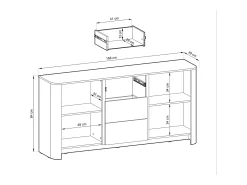 Aparador, Roble Vicenza, 103 x 39 x 132 cm | Mueble moderno con cantos redondeados