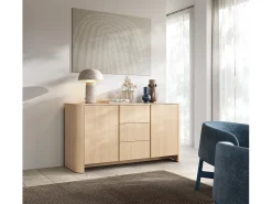 Aparador, Roble Vicenza, 103 x 39 x 132 cm | Mueble moderno con cantos redondeados