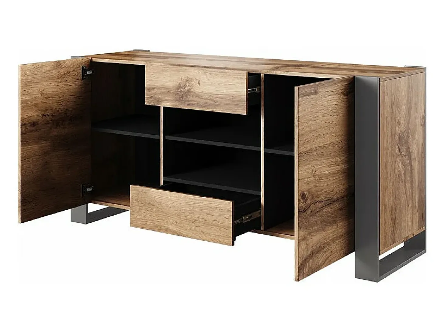 Aparador roble y antracita 164cm Yosh
