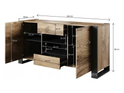 Aparador roble y antracita 164cm Yosh