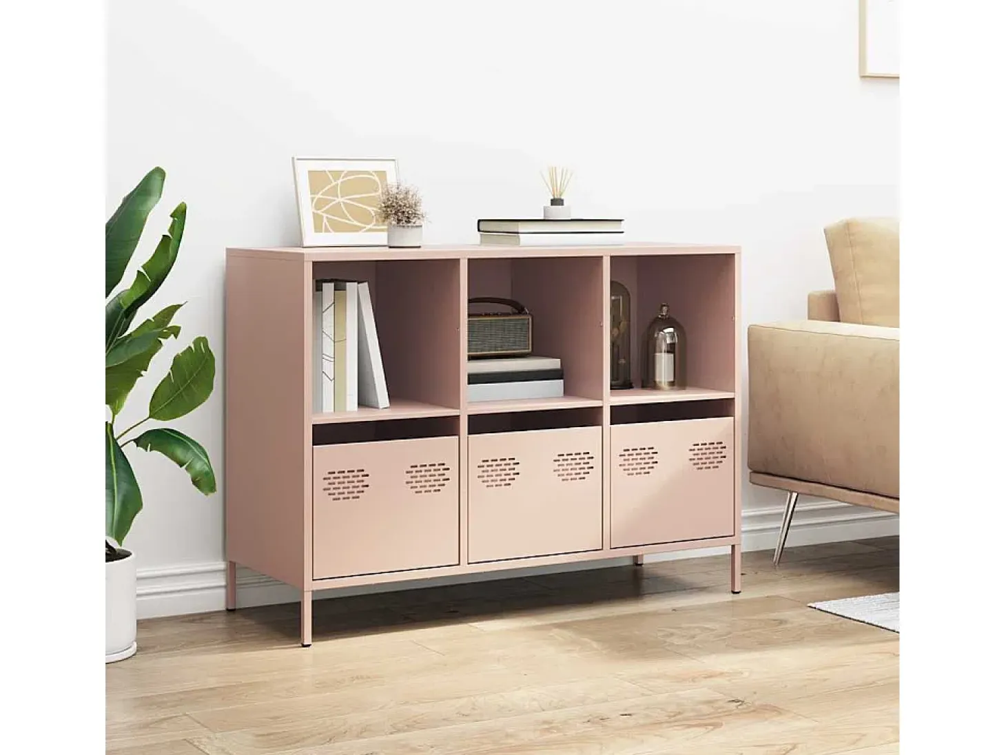 Aparador rosa 101,5x39x73,5 cm acero laminado en frío