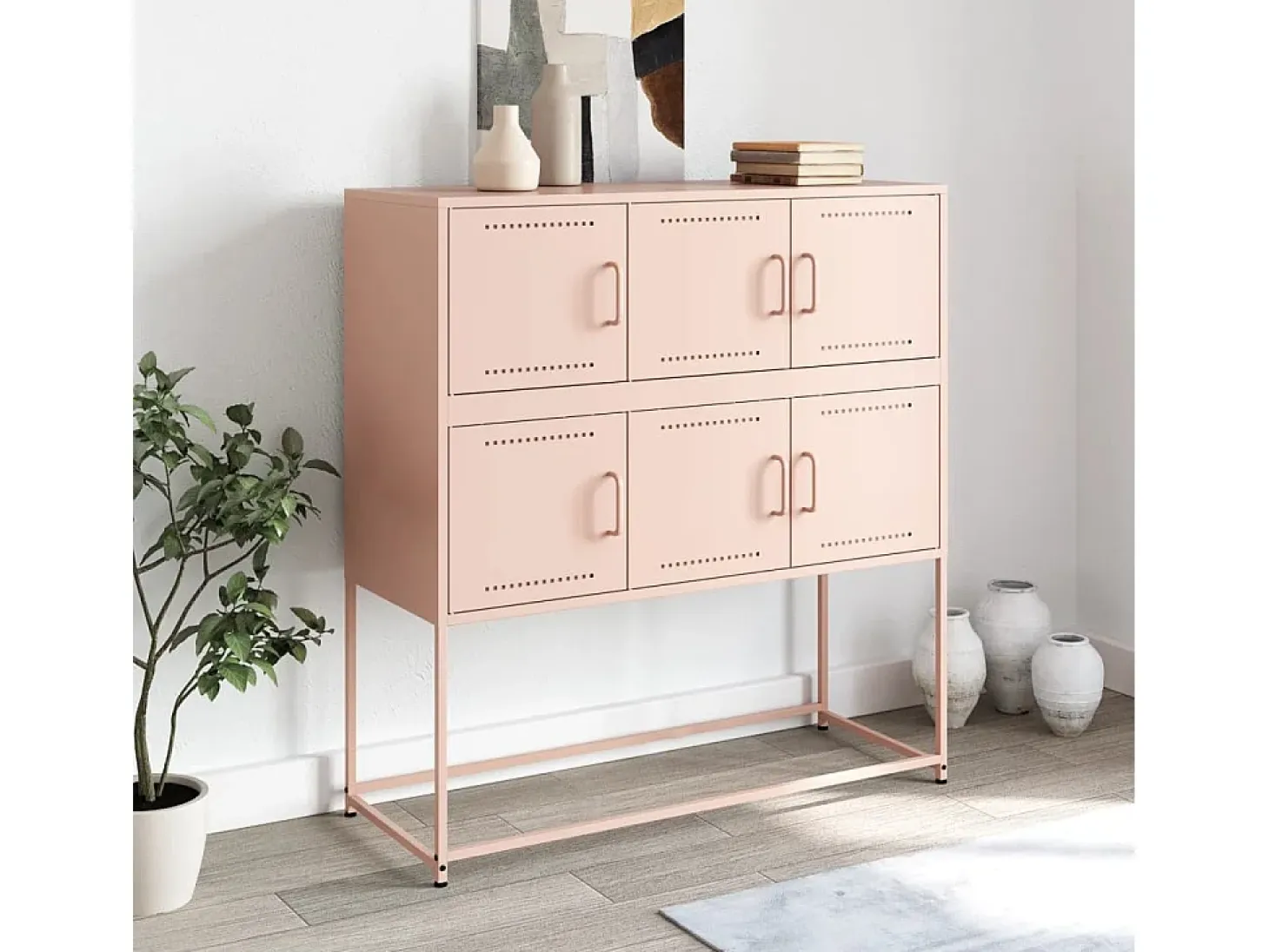 Aparador rosa 100,5x39x107 cm acero