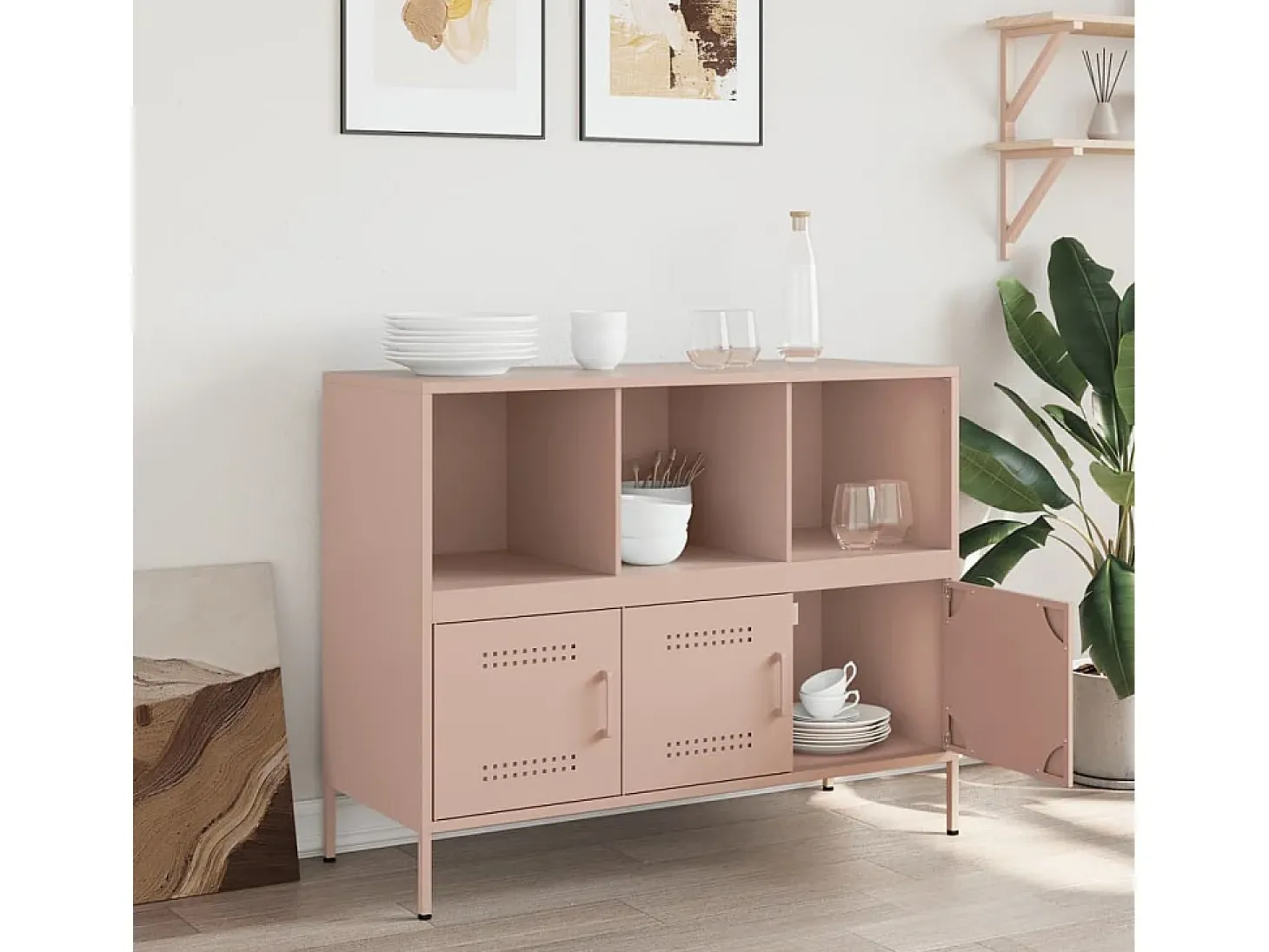 Aparador rosa 100,5x39x79 cm acero