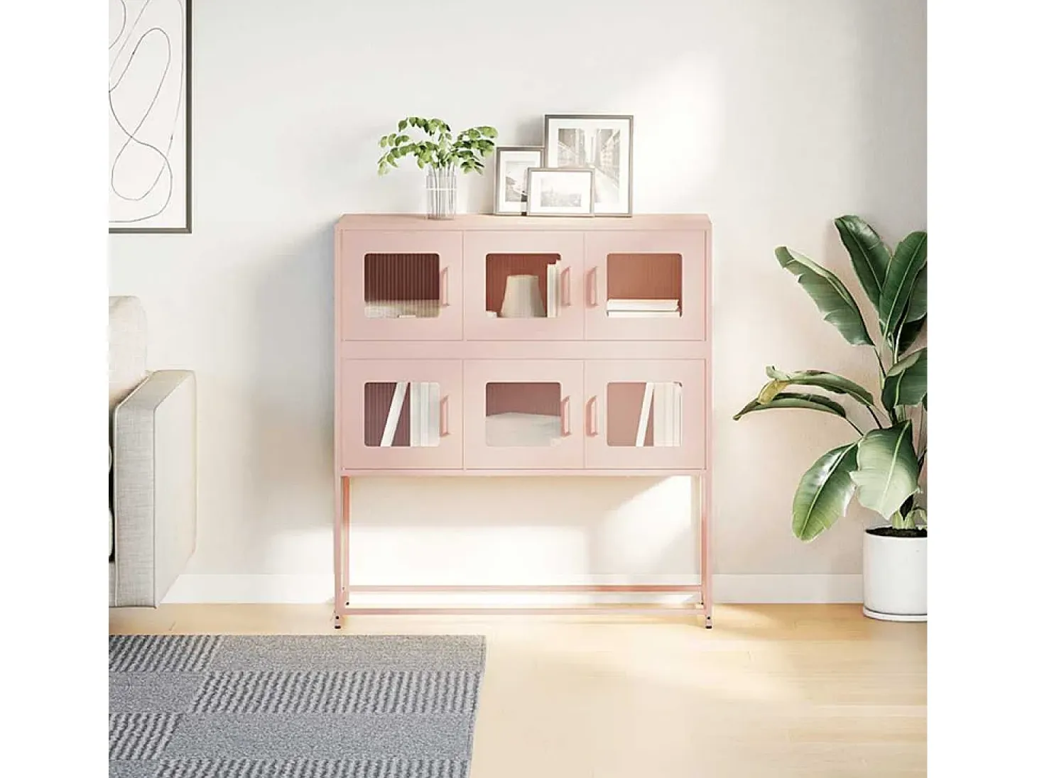 Aparador rosa 100,5x39x107 cm acero laminado en frío