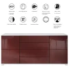 Aparador Rova V2 – Mueble con 4 Puertas y 4 Cajones, blanco mate/antracita mate (166,5 x 75,5 x 35)
