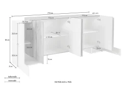 Aparador salón 6 puertas cocina 210 cm diseño Pillon Fabrik Acero