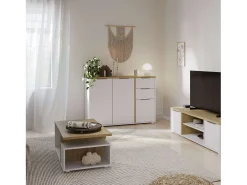 Aparador Salón Acces 3P Roble Hamilton y Blanco Mate 122cm