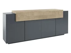 Aparador salón aparador negro y madera 200cm 4 compartimentos Corona Side Hound