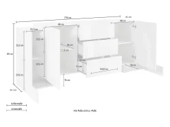 Aparador salón cocina 210 cm 4 puertas 3 cajones Pillon Lawe