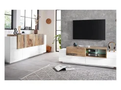 Aparador salón diseño 200cm blanco brillante madera New Coro Kommode