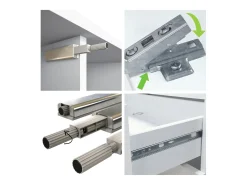 Aparador Santo V2, Mueble con 2 puertas y 4 cajones, blanco mate / blanco mate (166,5 x 75,5 x 35 cm)