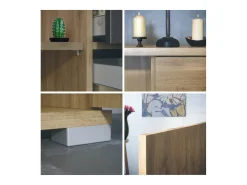 Aparador Santo V2, Mueble con 2 puertas y 4 cajones, Roble Evoke / antracita mate (166,5 x 75,5 x 35 cm)