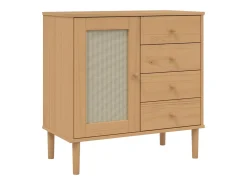 Aparador SENJA aspecto de ratán madera pino marrón 80x40x80 cm