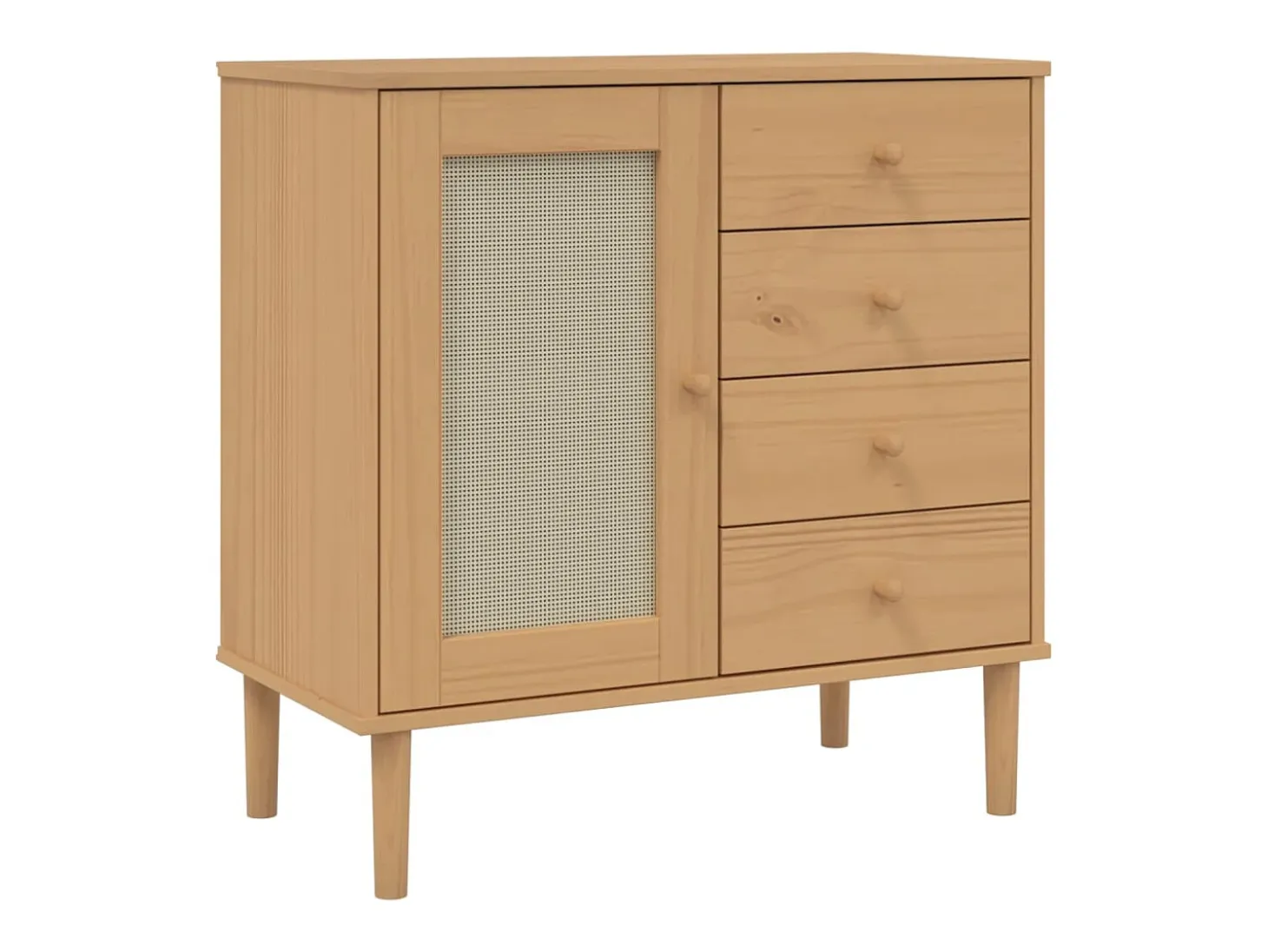 Aparador SENJA aspecto de ratán madera pino marrón 80x40x80 cm