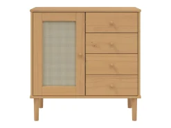 Aparador SENJA aspecto de ratán madera pino marrón 80x40x80 cm